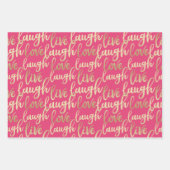 Live Laugh Love Faux Gold Lettering Pattern Inpakpapier Vel (Voorkant)