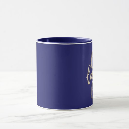 Live Laugh Love Faux Gold Letting Marine Blue Mug (Centre)