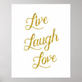Live Laugh Love Gold Faux Glitter Metallic Sequins Poster (Voorkant)
