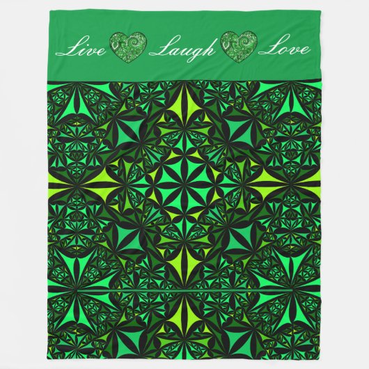 Live Laugh Love Green Fractal Fleece Blanket (Voorkant)