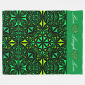 Live Laugh Love Green Fractal Fleece Blanket (Voorkant (Horizontaal))