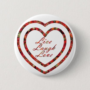 Live Laugh Love in Hearts Ronde Button 5,7 Cm