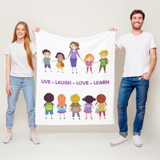 Live ~ Laugh ~ Love ~ Learn School Teacher Fleece Deken (In situ)