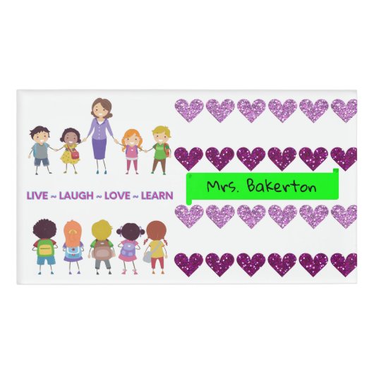 Live ~ Laugh ~ Love ~ Learn School Teacher Naambadge (Voorkant)