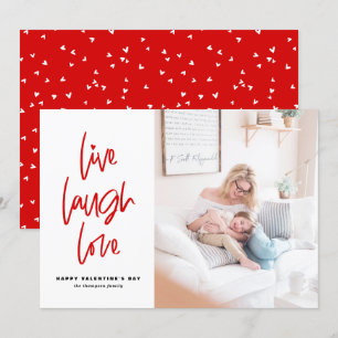 Live Laugh Love Lettering White Valentijnsdag Feestdagenkaart