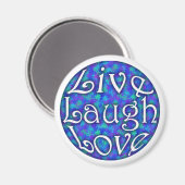 Live Laugh Love Magnet sur Blue Floral (Recto/Verso)