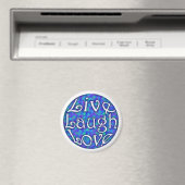 Live Laugh Love Magnet sur Blue Floral (In Situ (Lave-vaisselle))
