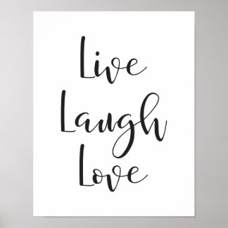 Live Laugh Love, Motivatie, Inspirerend afdrukken Poster