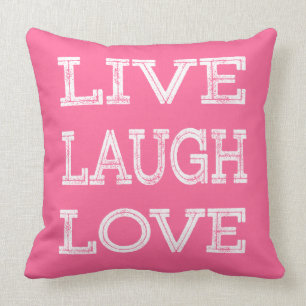 Live, Laugh, Love Motivatie Quote Pink Pillow Kussen