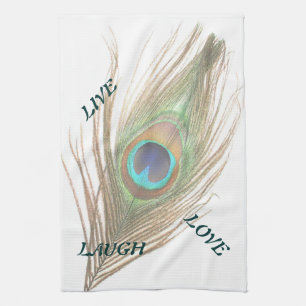 Live Laugh Love Peacock Feather Cuisine Serviette