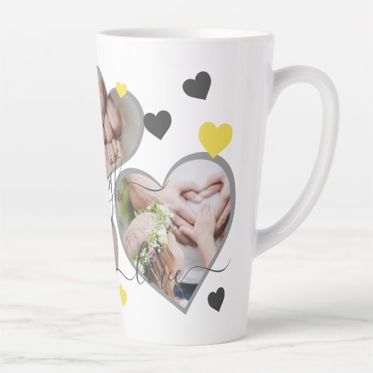 Live Laugh Love Photo Hearts Latte Mug (Droite)