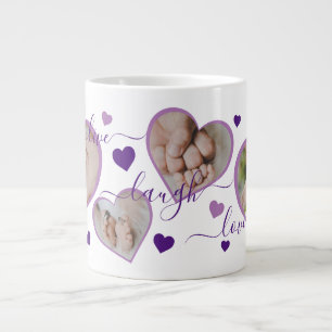 Live Laugh Love Photo Hearts Paars Extra Grote Beker