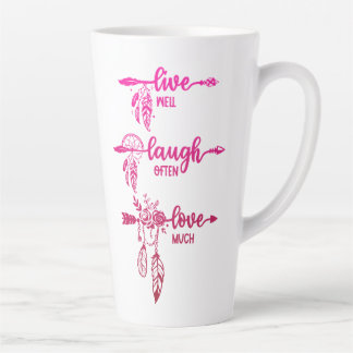 Live, Laugh, Love, Pink Ombre Boho Latte Mug Mok