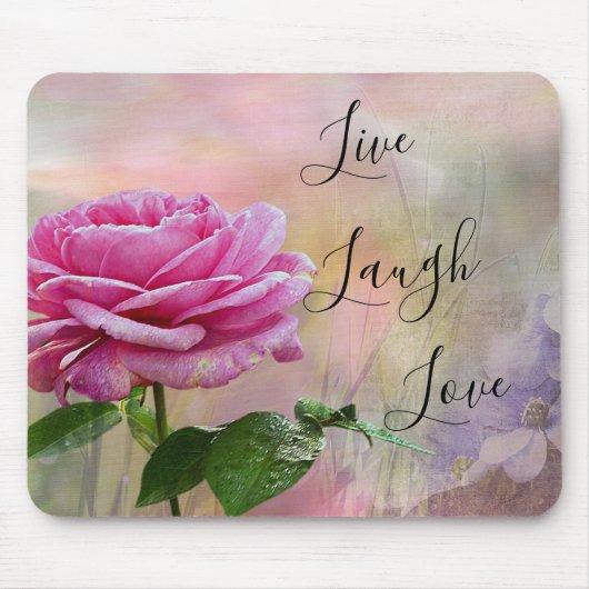 Live Laugh Love Pink Rose Muismat (Voorkant)
