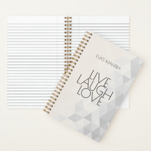 LIVE LAUGH LOVE Quote Grijs Tan Custom Modern Notitieboek