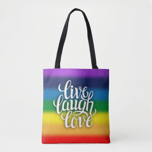 Live Laugh Love Rainbow All-Over-Print Canvas tas (Voorkant)