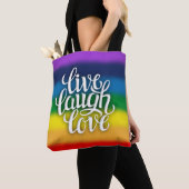 Live Laugh Love Rainbow All-Over-Print Canvas tas (Dichtbij)
