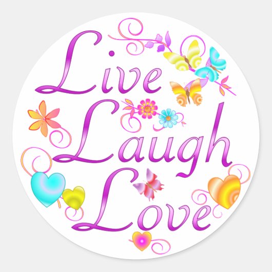 Live Laugh Love Ronde Sticker (Voorkant)