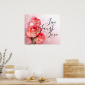 Live Laugh Love Rozen Poster (Keuken)