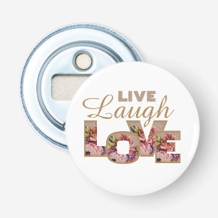 Live, Laugh, Love Rustic Floral Letters Button Flesopener