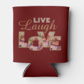 Live, Laugh, Love Rustic Floral on Burgundy Blikjeskoeler (Voorkant)