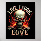 Live Laugh Love Skeleton Skull Enge Ironisch Grapp Poster (Voorkant)