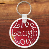 Live Laugh Love Sleutelhanger in Red (Voorkant)