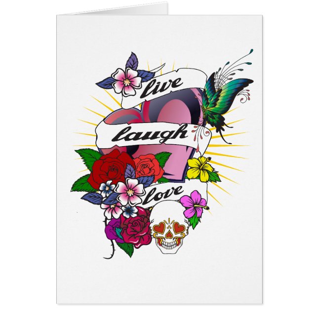 Live, Laugh, Love Tattoo Design Card (Voorkant)
