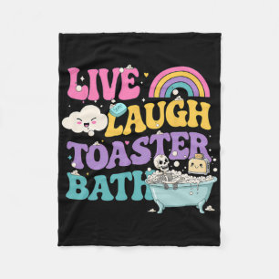Live Laugh Toaster The Funny Skeleton Meme Dark Hu Fleece Deken