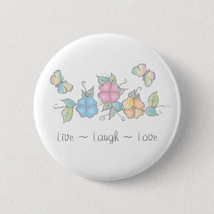 Live Laugh Waterverf van vlinderbloemigen Ronde Button 5,7 Cm