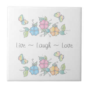 Live Laugh Waterverf van vlinderbloemigen Tegeltje
