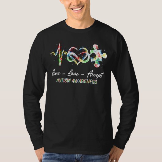 Live Liefde Accepteer Autisme Bewustzijn Puzzel Ha T-shirt (Voorkant)