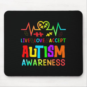 Live Liefde Accepteer Autisme Bewustzijn Regenboog Muismat