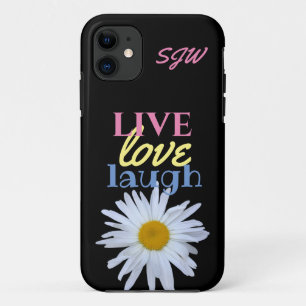 Live Liefde Lach leuk kleurrijk type zwart iPhone 11 Hoesje