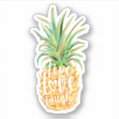Live Liefde Lach Waterverf Ananas Fruit Sticker (Voorkant)