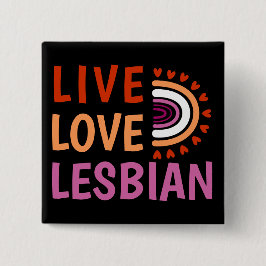 Live liefde lesbische boho regenboog vieren divers vierkante button 5,1 cm