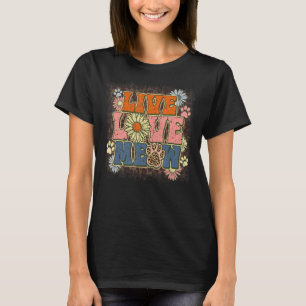 Live Liefde Miauw Leopard Pet Paw Flower Groo T-shirt