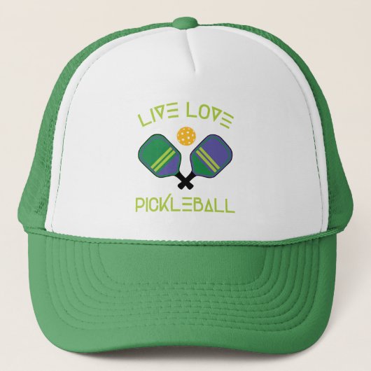 😍 Live, liefde, pickleball green Trucker Pet (Voorkant)