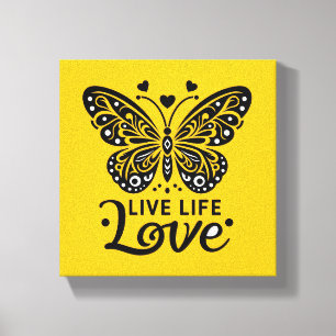 Live Life Love Butterfly Canvas Muurkunst