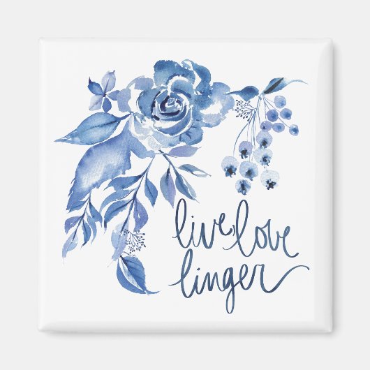 Live Linger | Blue Rose Floral Magneet (Voorkant)