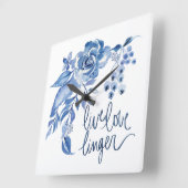 Live Linger | Blue Rose Floral Vierkante Klok (Hoek)