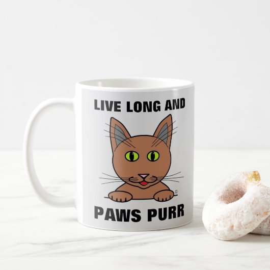 Live Long en Paws Spint Funny Cat Koffiemok (Met donut)