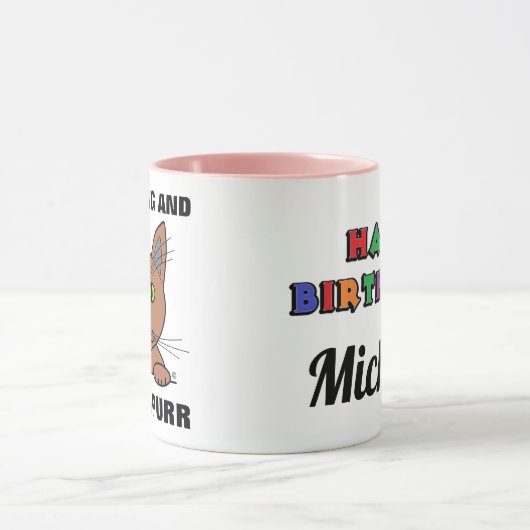 Live Long en Paws Spint roze verjaardag op maat Mok (Midden)