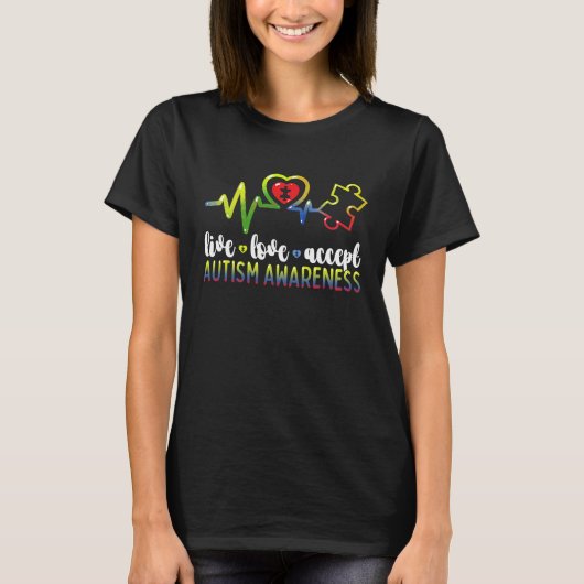 Live Love Accept Autism Awareness T-shirt (Voorkant)