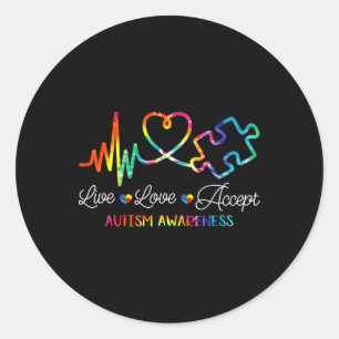 Live Love Accepteer Autism Awareness Tie Dye Autis Ronde Sticker