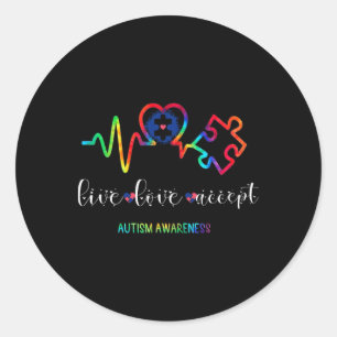 Live Love Accepteer Autisme Awareness 1 Ronde Sticker