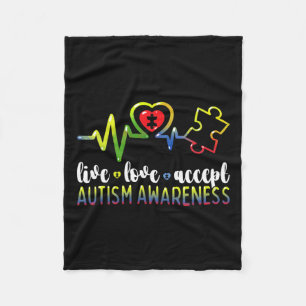 Live Love Accepteer Autisme Awareness Fleece Deken