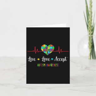 Live Love Accepteer Autisme Awareness Heartbeat Bl Kaart