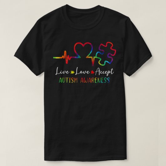 Live Love Accepteer Autisme Awareness T-shirt (Design voorkant)