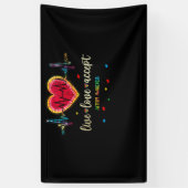 Live Love Accepteert autisme Heart Beat Puzzle Spandoek (Verticaal)
